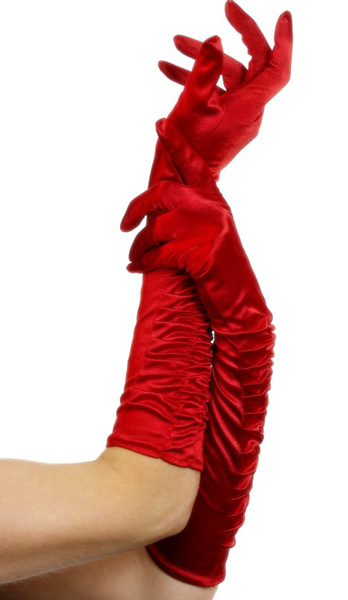 Guantes Largos de Satén - Rojo
